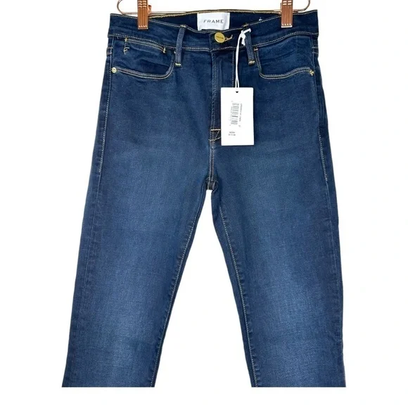 Frame Denim Revolve Le High Raw Edge Hem Ankle Slit Rivet Skinny Jeans Fonda - Picture 4 of 16